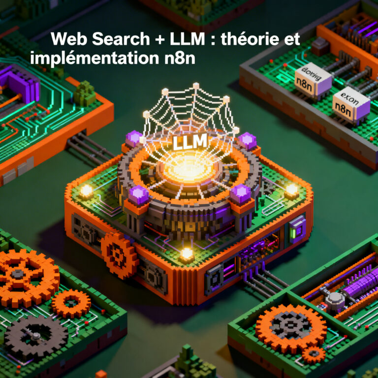 Illustration de la theorie et de l implementation de Web Search avec LLM dans n8n